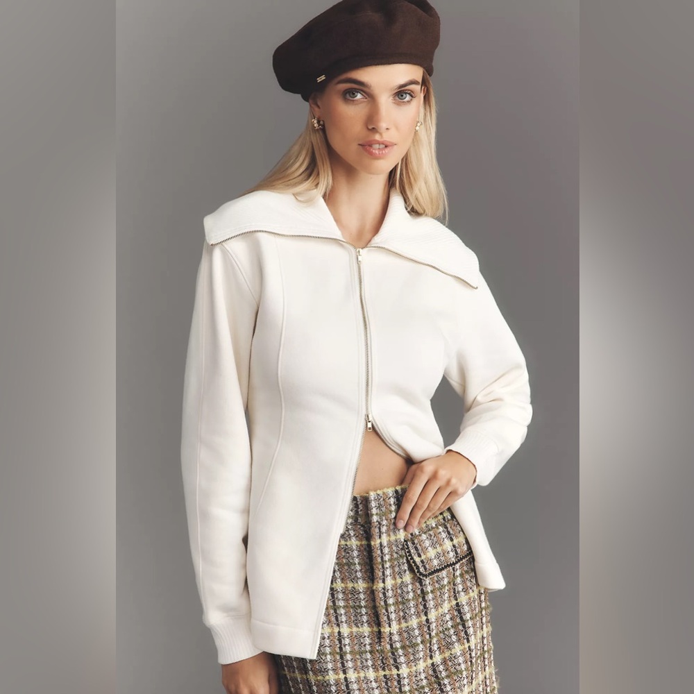 Maeve Cream Zip-Front Women's Sweater Jacket